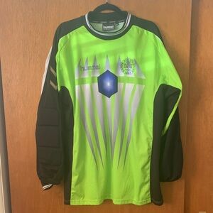 Denmark vintage Hummel Goalie Neon Green and Black Soccer Jersey